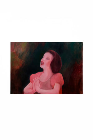 Peinture Awaken Anew d’Emmet Kierans, huile sur lin représentant une figure féminine inspirée de Blanche-Neige, présentée par la Galerie Vermeulen