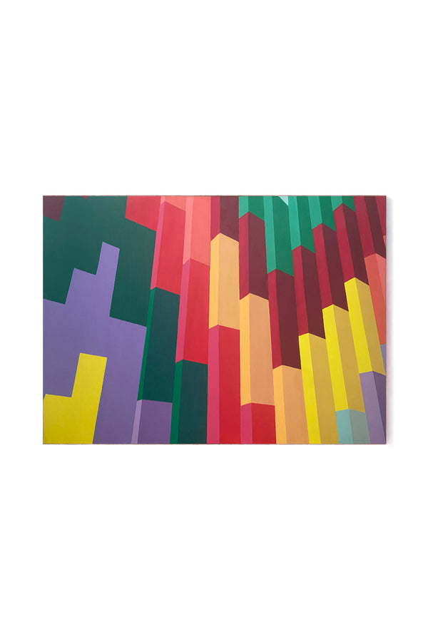 Tableau Steps de Debens – Art contemporain aux formes géométriques et couleurs vibrantes, idéal pour une décoration moderne et design.